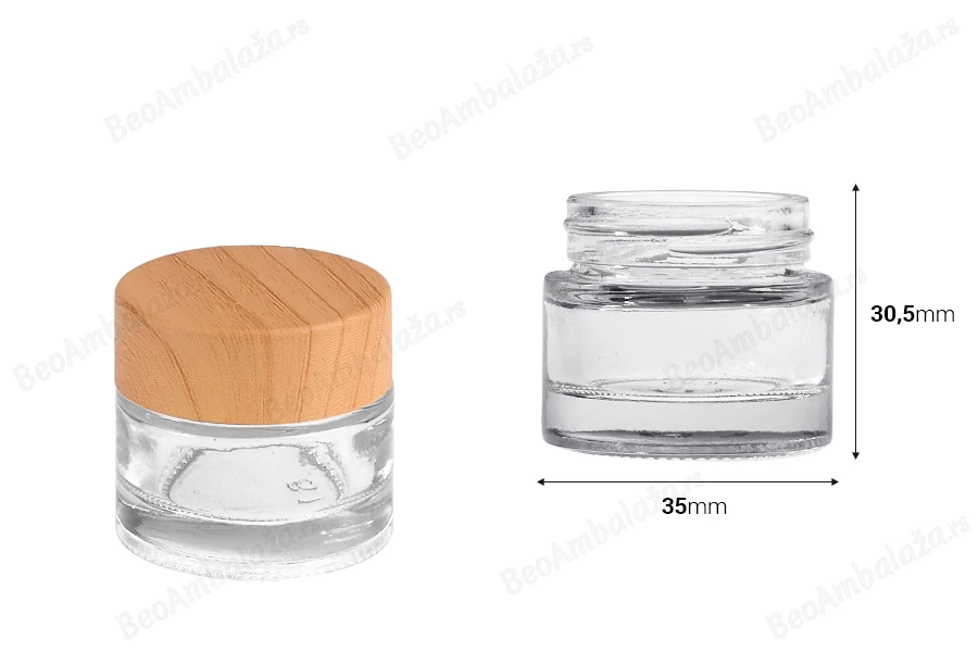 Staklena providna teglica 10mL za kreme - bez zatvarača-dimenzije_slike