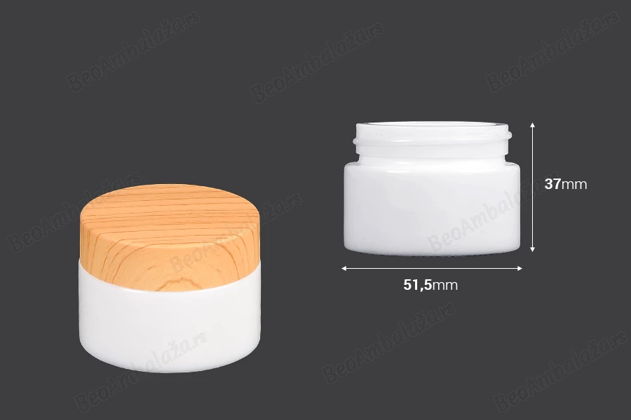 Staklena teglica za kreme 30mL u beloj boji - bez zatvarača-dimenzije_slike