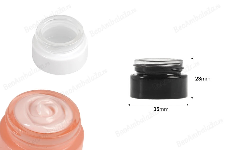Staklena teglica 5mL za kreme u različitim bojama - bez zatvarača-dimenzije_slike