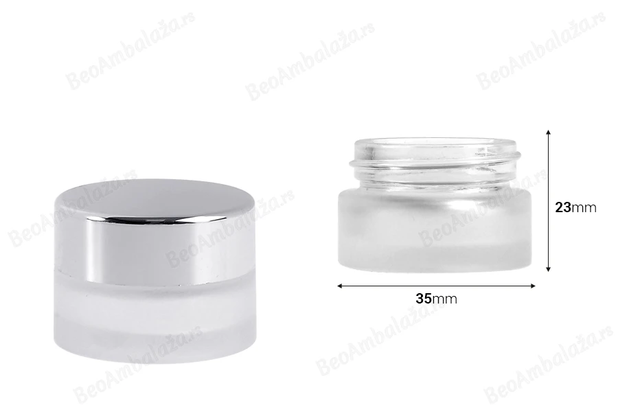 Staklena peskirana providna teglica 5mL za kreme - bez zatvarača-dimenzije_slike