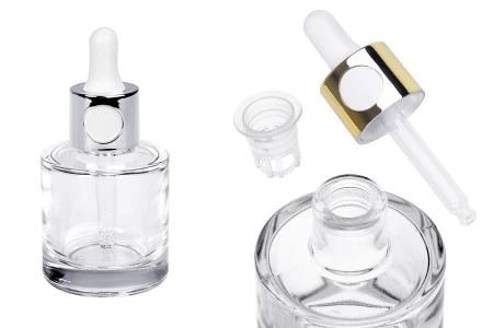 Staklena bočica 30mL sa zlatnom ili srebrnom pipetom na klik i drenažnim elementom-1