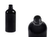 Staklena crna bočica za etarska ulja 100mL, sa grlom PP18