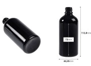 Staklena crna bočica za etarska ulja 100mL, sa grlom PP18