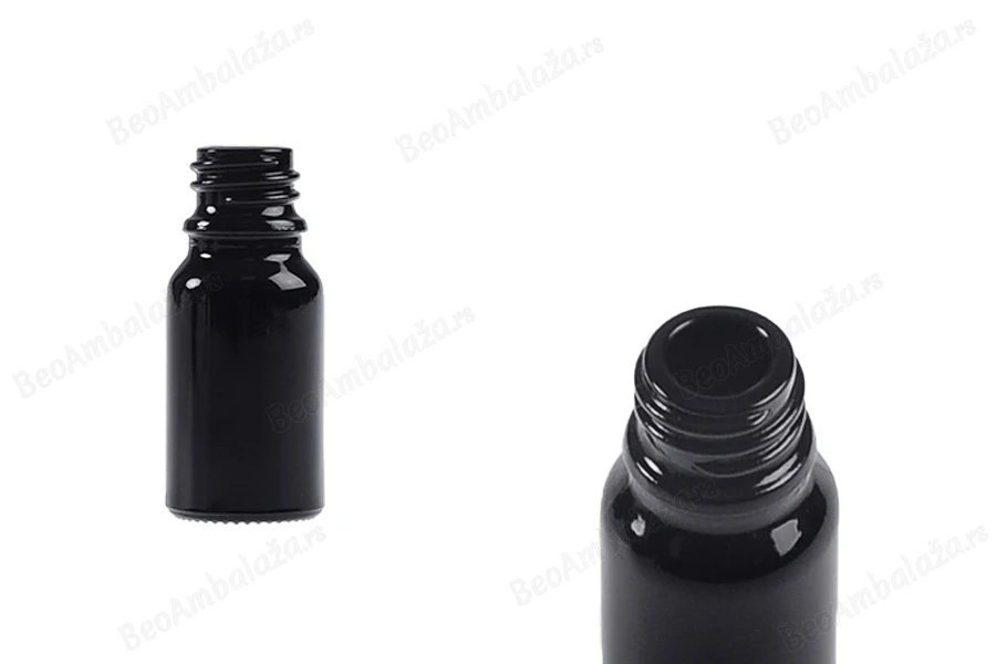 Staklena crna bočica za etarska ulja 10mL, sa grlom PP18-slika_proizvoda