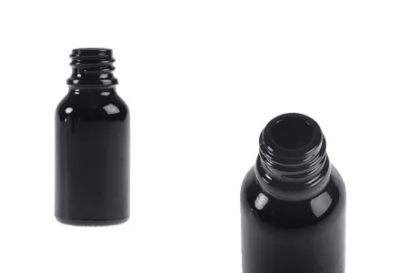 Staklena crna bočica za etarska ulja 15mL, sa grlom PP18-1