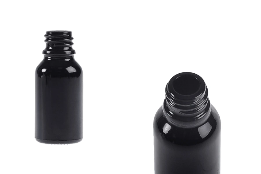 Staklena crna bočica za etarska ulja 15mL, sa grlom PP18-slika_proizvoda