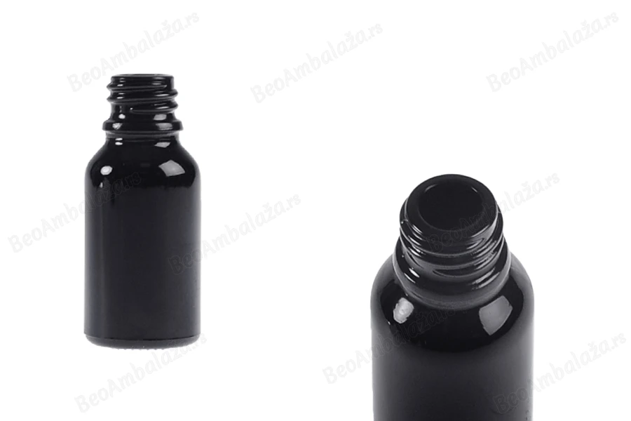 Staklena crna bočica za etarska ulja 15mL, sa grlom PP18-slika_proizvoda