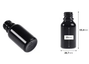 Staklena crna bočica za etarska ulja 15mL, sa grlom PP18-dimenzije_slike