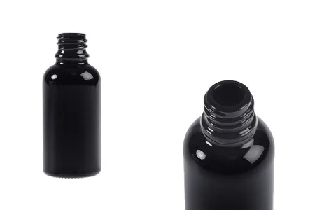 Staklena crna bočica za etarska ulja 30mL, sa grlom PP18-1