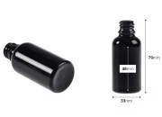Staklena crna bočica za etarska ulja 30mL, sa grlom PP18-dimenzije_slike