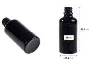 Staklena crna bočica za etarska ulja 50mL, sa grlom PP18 Staklena crna bočica za etarska ulja 50mL, sa grlom PP18