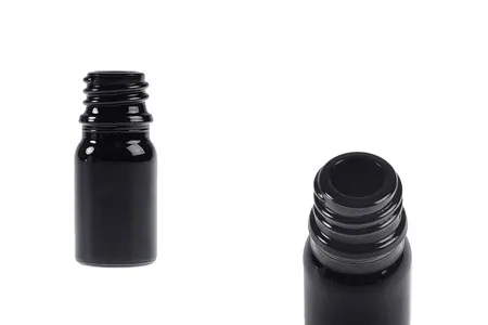 Staklena crna bočica za etarska ulja 5mL, sa grlom PP18-1