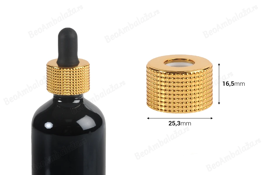 Zatvarač - prsten plastični sa zlatnim aluminijumskim premazom za pipete od 5 do 100 mL-dimenzije_slike