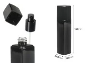 Staklena bočica 100 ml luksuzna u crnoj boji sa pumpicom za kremu i poklopcem