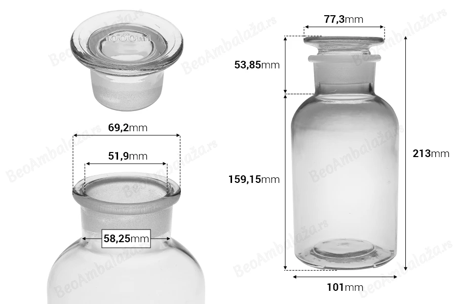 Farmaceutska bočica 1000 ml providna sa staklenim poklopcem-dimenzije_slike