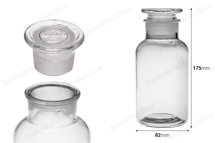 Farmaceutska bočica 500 ml providna sa staklenim poklopcem-dimenzije_slike