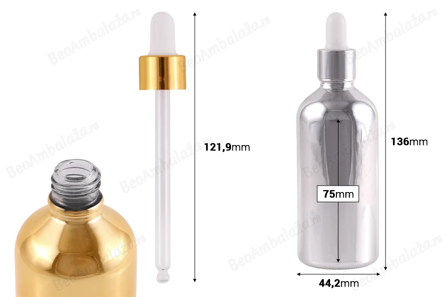 Staklena bočica od 100 mL sa pipetom za kozmetičke proizvode-dimenzije_slike