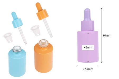 Staklena bočica od 30mL sa pipetom u MAT pastelnim bojama i sa drenažnim elementom-2