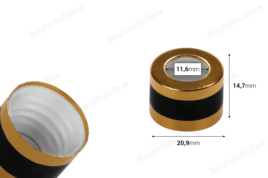 Aluminijumski zlatni prsten za pipete od 5 do 100mL sa crnom linijom-dimenzije_slike