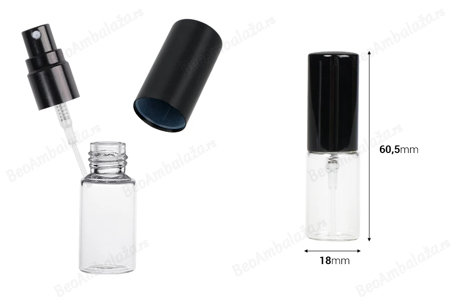 Staklena bočica 5mL za parfem sa sprejom i aluminijumskim poklopcem - 6 kom-dimenzije_slike