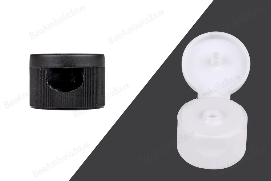 Plastični flip top zatvarač PP24 u crnoj ili beloj boji-slika_proizvoda