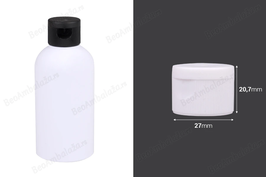 Plastični flip top zatvarač PP24 u crnoj ili beloj boji-dimenzije_slike