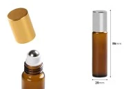 Staklena braon roll-on bočica (sa metalnom kuglicom) 10mL sa zatvaračem u dve boje - 6 kom-dimenzije_slike