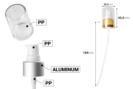 Aluminijumska srebrna ili zlatna mat pumpica PP24 za kreme sa providnim zatvaračem - 12 kom-2