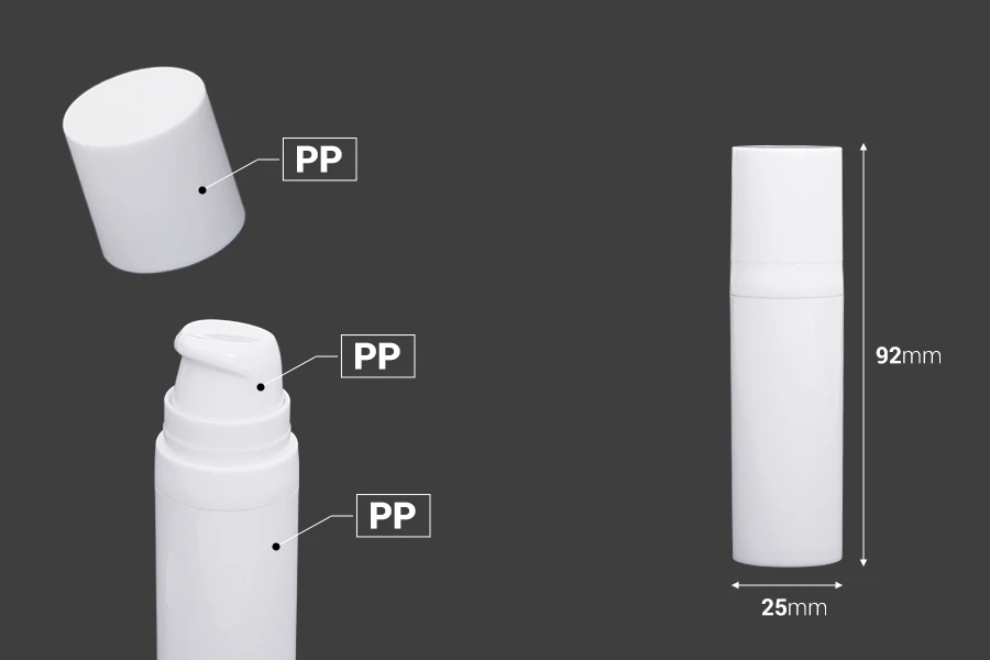 Airless plastična bela bočica 15mL za kreme - 12 kom Airless plastična bela bočica 15mL za kreme - 12 kom