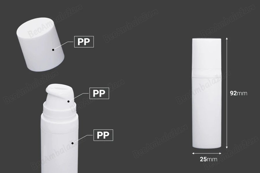 Airless plastična bela bočica 15mL za kreme - 12 kom-dimenzije_slike