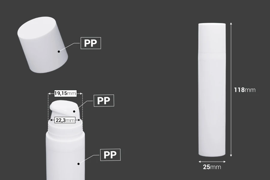 Airless plastična bela bočica 20mL za kreme - 12 kom Airless plastična bela bočica 20mL za kreme - 12 kom