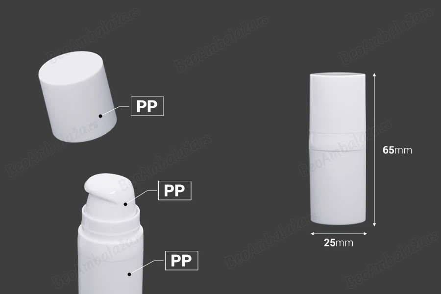 Airless plastična bela bočica 5mL za kreme - 12 kom-dimenzije_slike