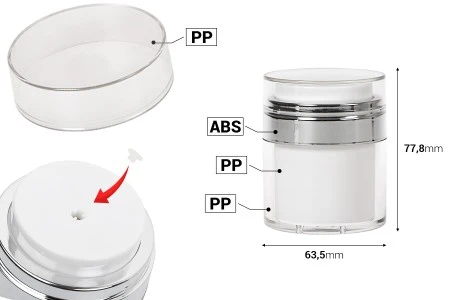 Airless plastična teglica 50mL za kremu sa providnim zatvaračem-2