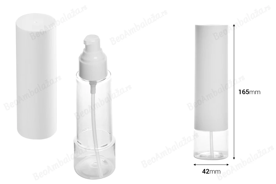 Plastična bočica 100mL za kremu, sa pumpicom i belim zatvaračem-dimenzije_slike