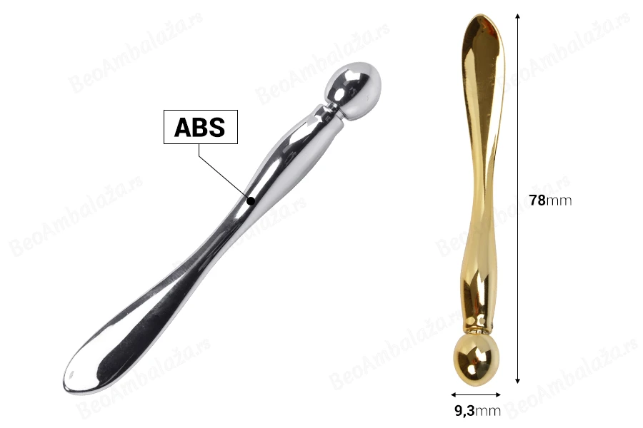 Plastična spatula za kreme (ABS) 78 mm sa okruglim krajem u zlatnoj ili srebrnoj boji - 24 kom-dimenzije_slike