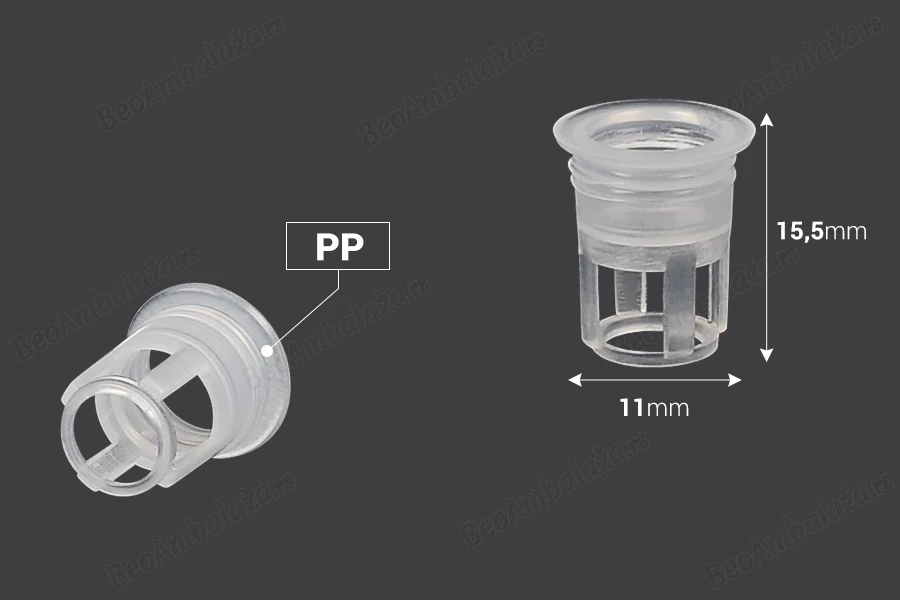 Plastični unutrašnji regulator toka za bočice za etarska ulja sa grlom PP18 - 50 kom-dimenzije_slike