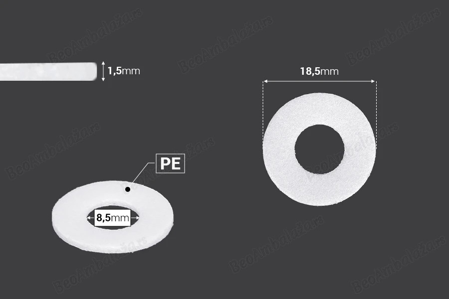 Penasta zaptivka debljine 1,5mm za sprej ili pumpice PP20 - 50 kom-dimenzije_slike