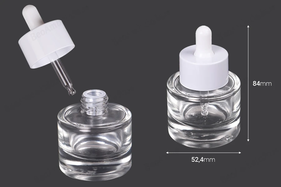 Staklena bočica 30 mL sa pipetom i drenažnim elementom-dimenzije_slike