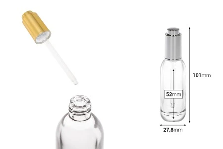 Staklena bočica 15mL sa pipetom sa dugmetom u dve boje-2