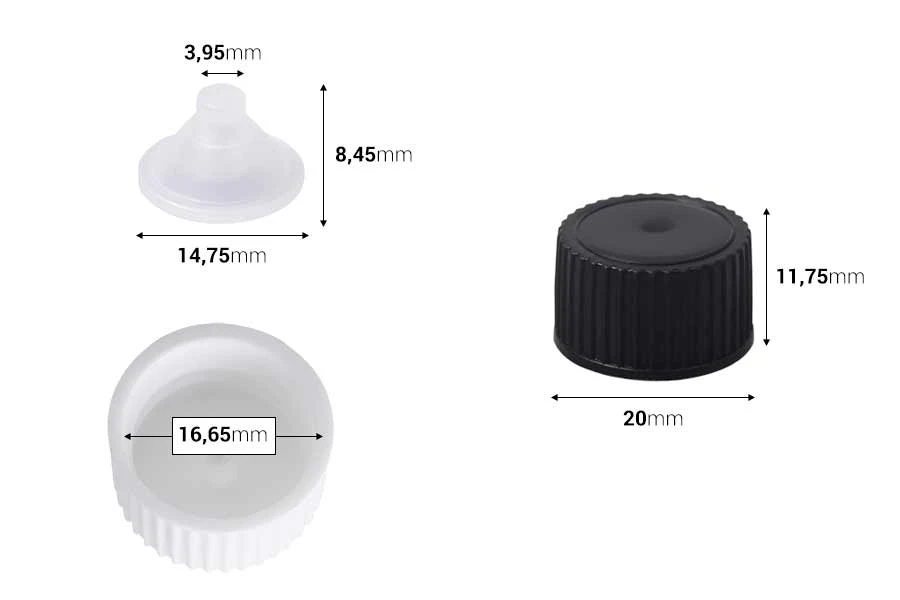 Plastični zatvarač sa unutrašnjim konusnim čepom PP18 - 20 kom Plastični zatvarač sa unutrašnjim konusnim čepom PP18 - 20 kom-dimenzije_slike