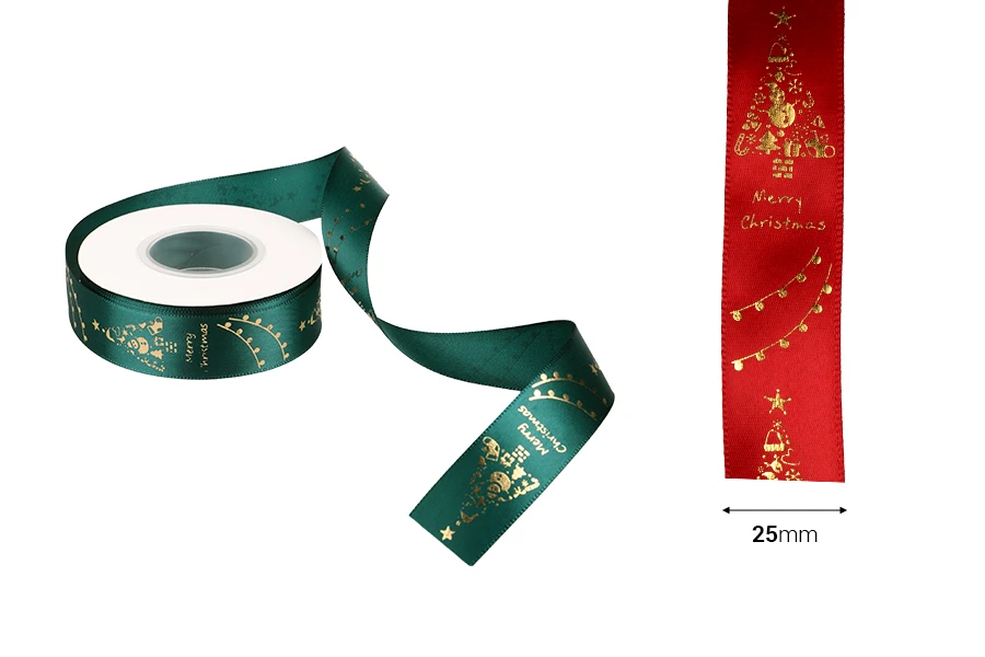 Božićna traka 25mm x 22,86m, dostupna u crvenoj i zelenoj boji-dimenzije_slike
