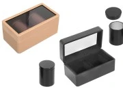 SET - Kožna futrola (145x80x65mm) sa prozorom i dve metalne kutije (47x65mm)-slika_proizvoda