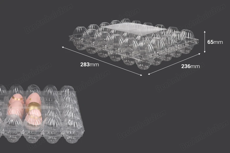 Plastične kutije za jaja sa 30 mesta, dimenzija 283x236x65 mm - 100 kom-dimenzije_slike