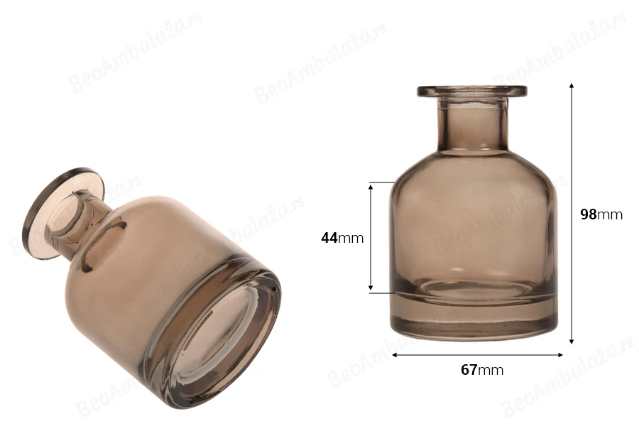 Staklena braon flaša 150mL-dimenzije_slike