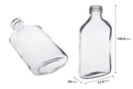 Staklena pljosnata obla flaša 200mL - 40 kom-2