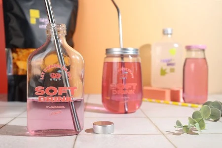 Staklena pljosnata obla flaša 200mL - 40 kom-3