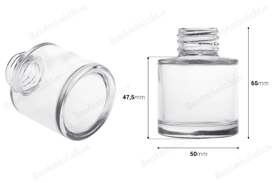 Staklena cilindrična bočica 50mL, pogodna za osveživače prostora-dimenzije_slike