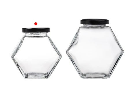 Staklena tegla 200 ml šestougaona sa crnim zatvaračem – 6 kom-5