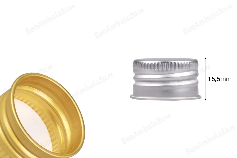 Aluminijumski zatvarač (PP24) srebrni ili zlatni mat i plastični čep - 6 kom-dimenzije_slike
