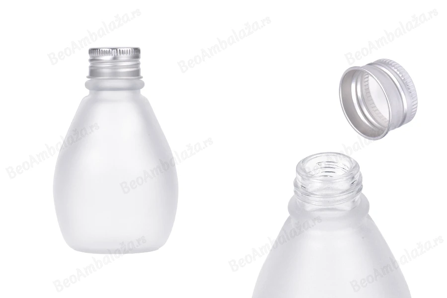 Staklena bočica 100 ml peskirana sa aluminijumskim zatvaračem – 6 kom-slika_proizvoda